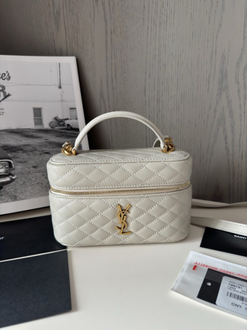 Replica YSL Gaby Vanity Bag in Lambskin White – Luxury YSL Handbag