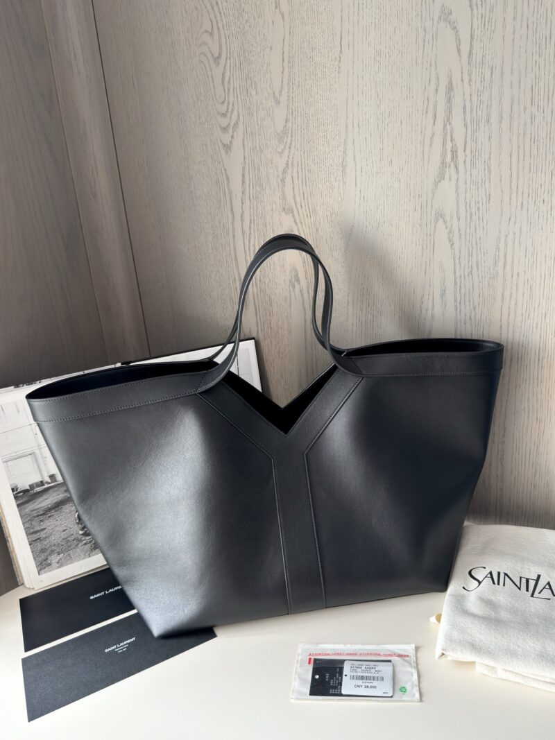 Replica YSL Y Tote in Leather Black – Luxury YSL Handbag