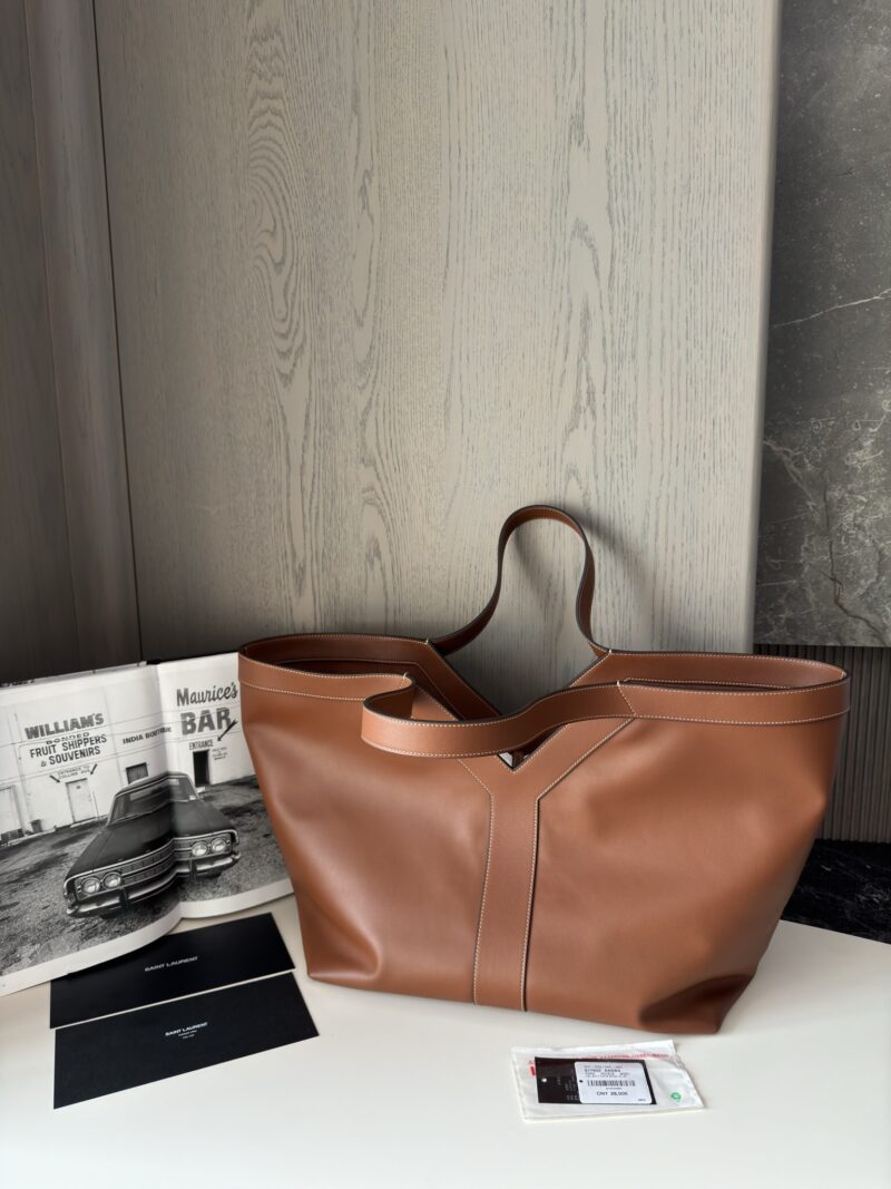 YSL Y TOTE IN LEATHER Brown - Image 3