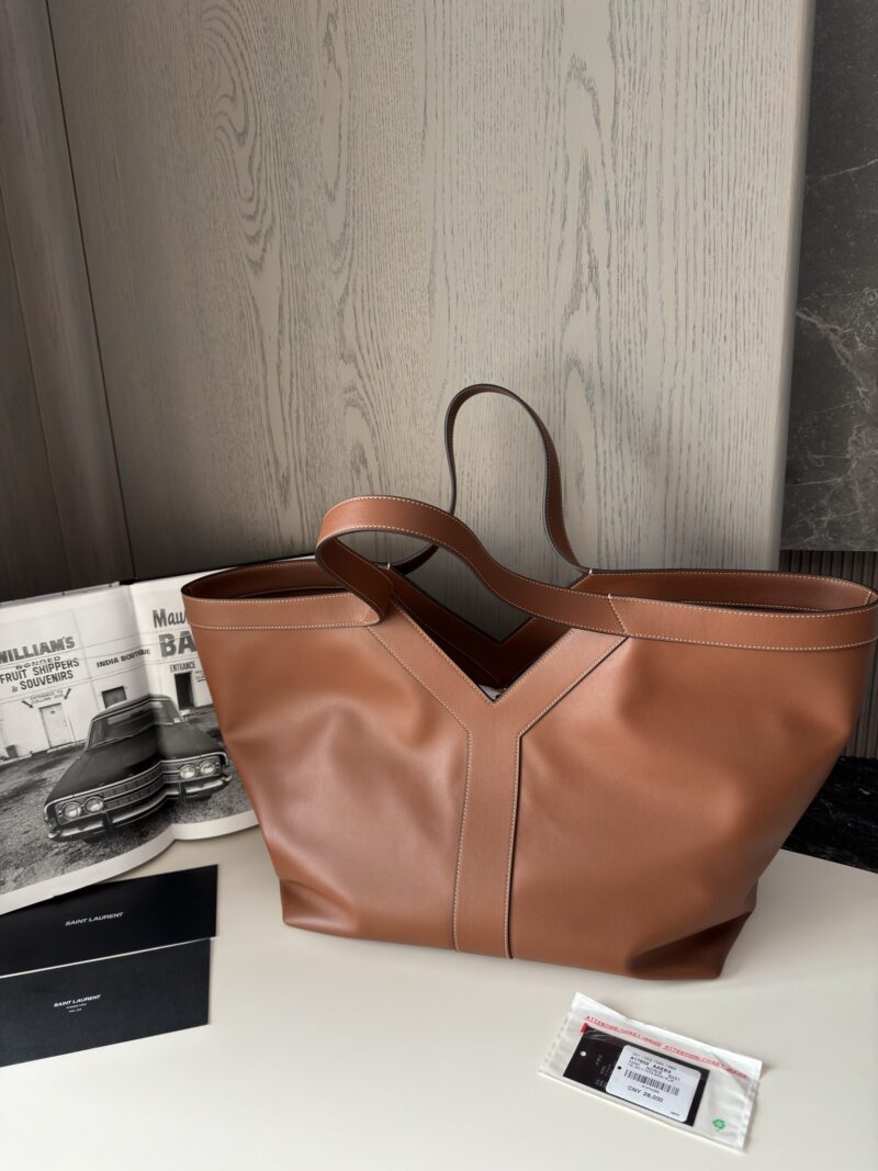 YSL Y TOTE IN LEATHER Brown - Image 8