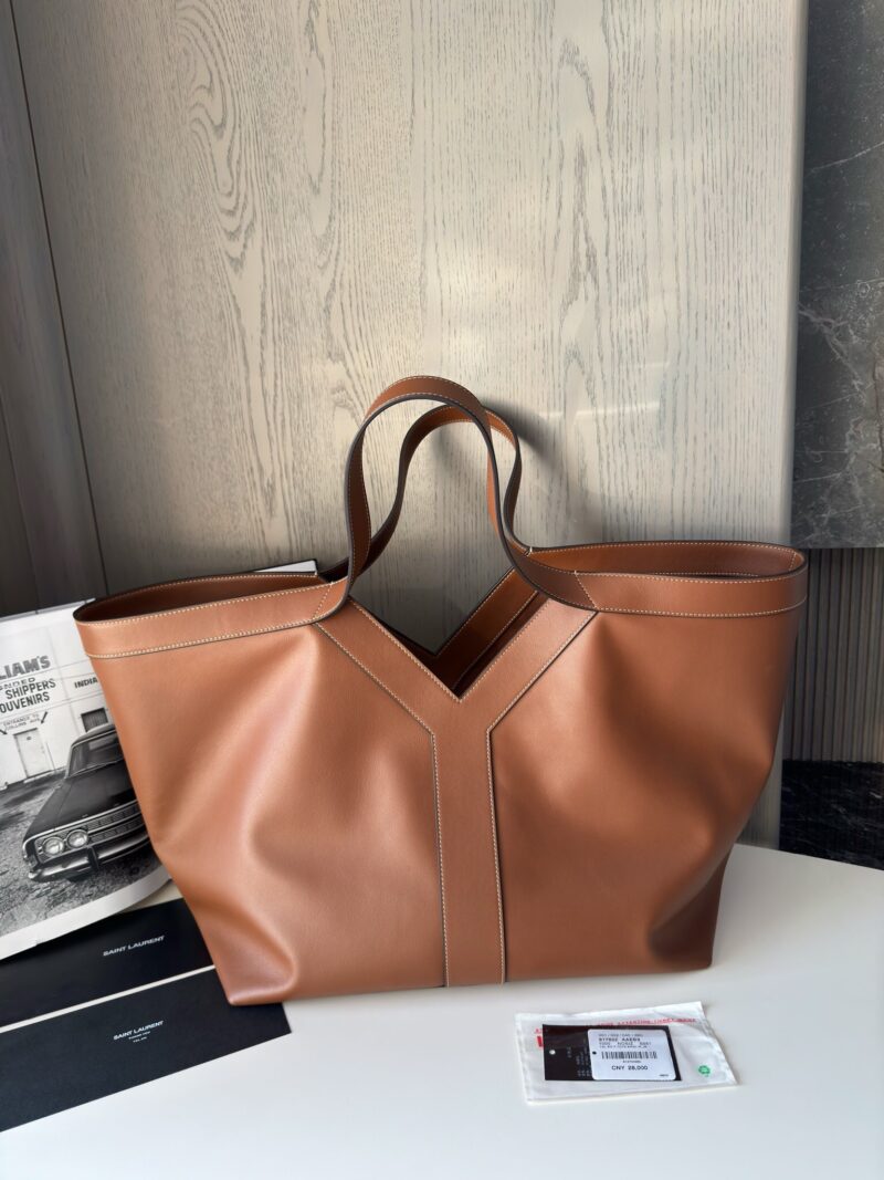 Replica YSL Y Tote in Leather Brown – Luxury YSL Handbag