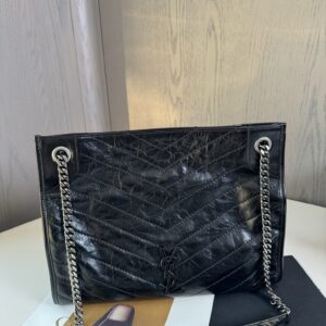 Replica YSL Niki Shopping Vintage Leather Black Bag | Luxury Replica YSL Bags