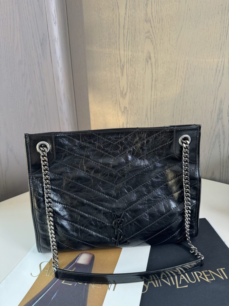 Replica YSL Niki Shopping Vintage Leather Black Bag | Luxury Replica YSL Bags