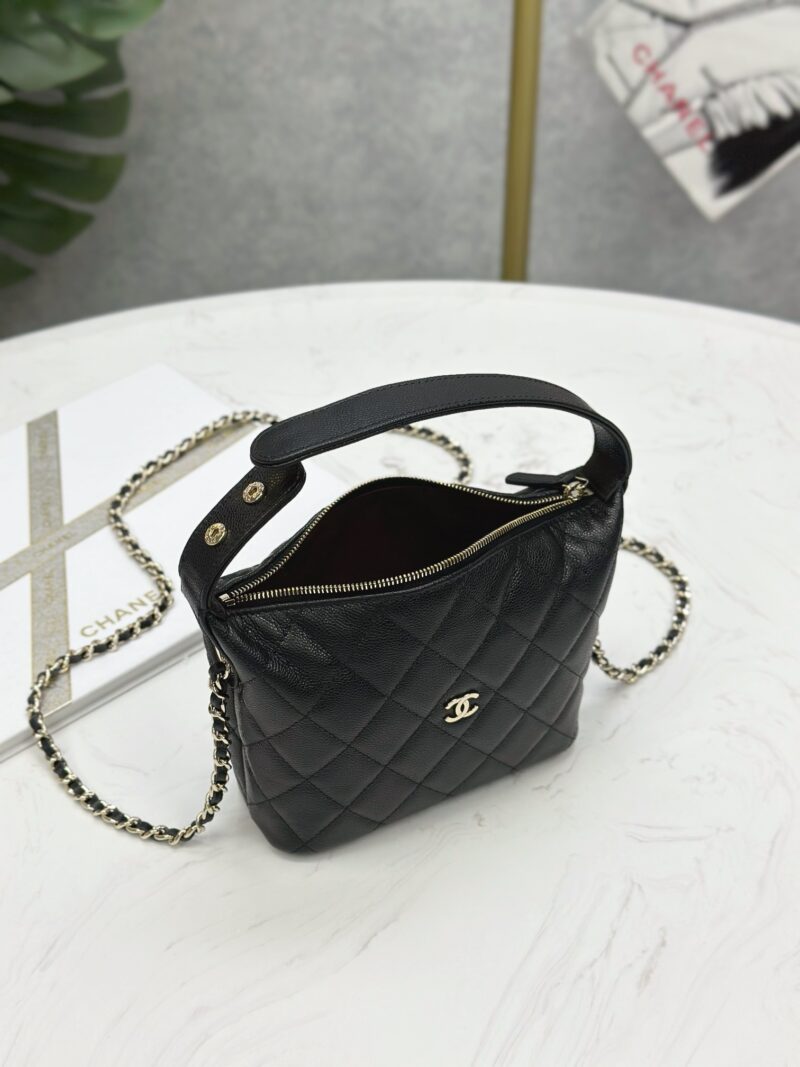 Chanel 25C Black Caviar Hobo Clutch on Chain - Image 8