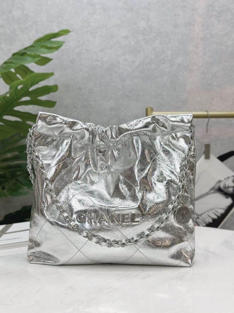 Replica Chanel 25C Hobo 22 Bag 35cm Silver Metallic Lambskin | Luxury Replica Chanel Bags