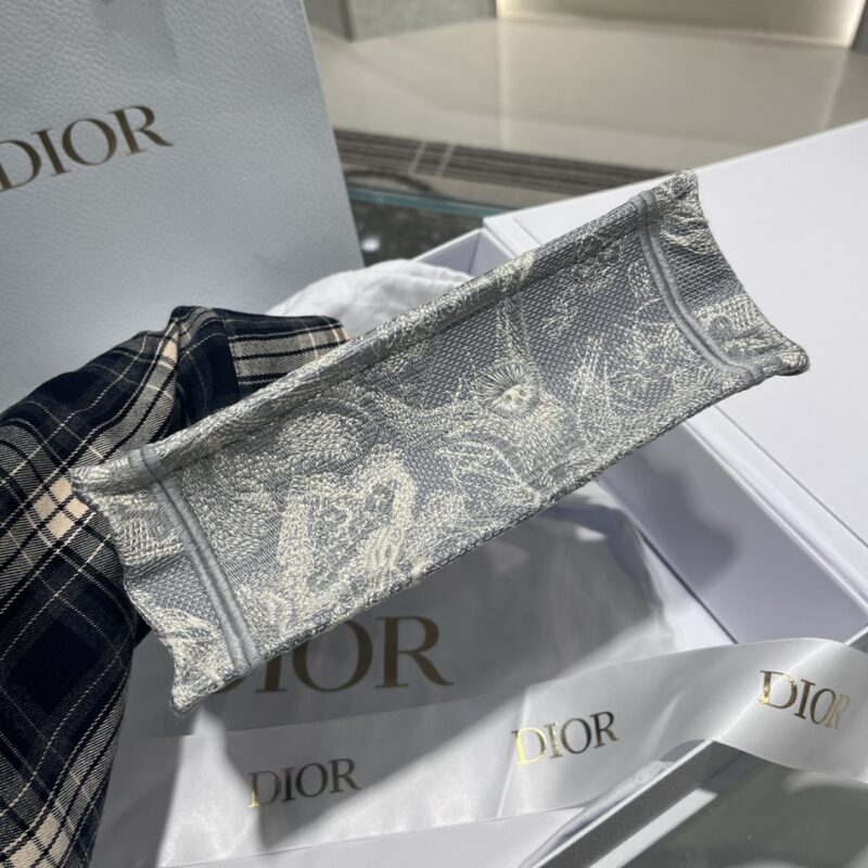 Mini Dior Book Tote Gray Toile de Jouy Reverse Embroidery - Image 4