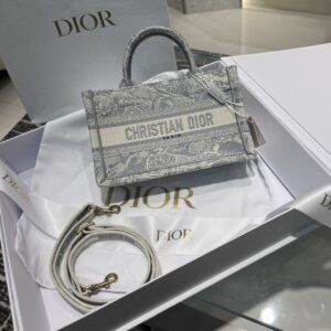 Replica Dior Mini Book Tote Gray Toile de Jouy Reverse Embroidery Bag