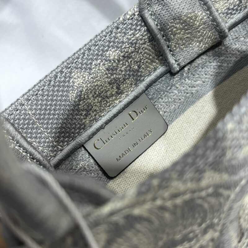 Mini Dior Book Tote Gray Toile de Jouy Reverse Embroidery - Image 7