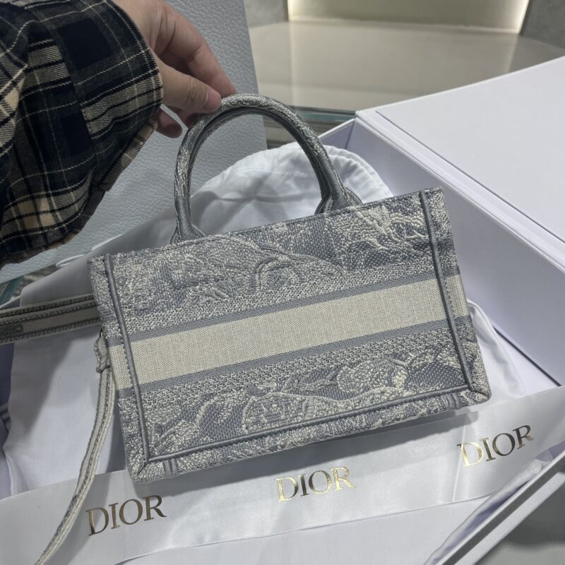 Mini Dior Book Tote Gray Toile de Jouy Reverse Embroidery - Image 8