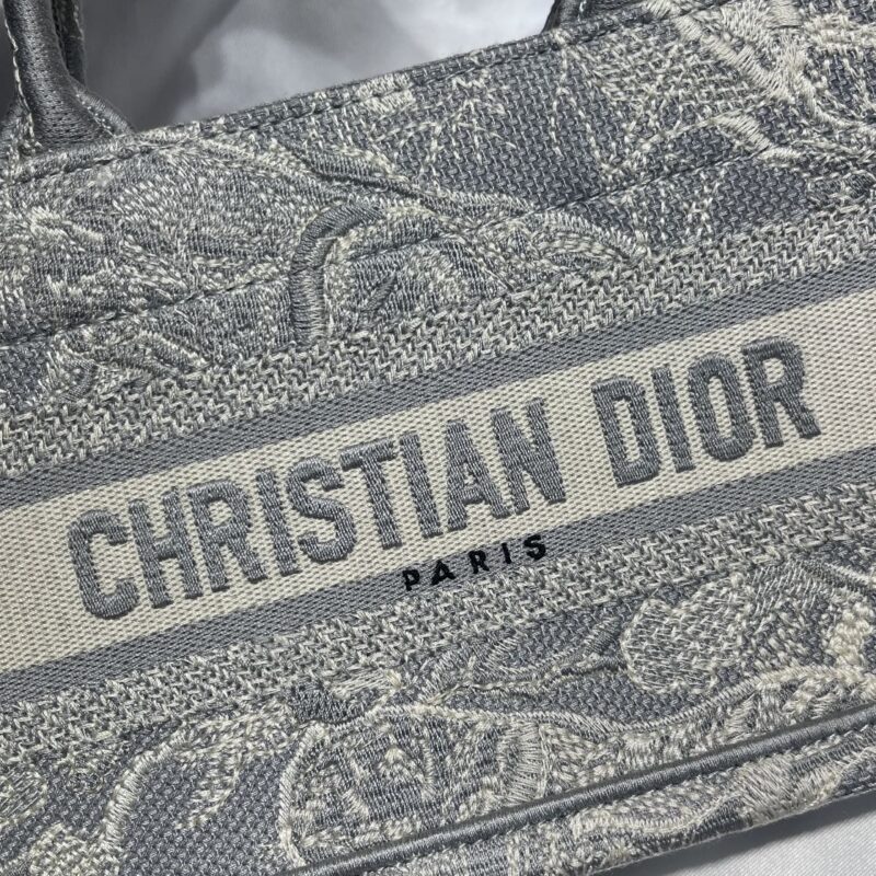 Mini Dior Book Tote Gray Toile de Jouy Reverse Embroidery - Image 9