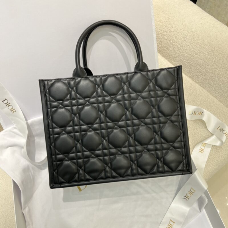 Medium Dior Book Tote Black Macrocannage Calfskin - Image 3