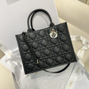 Replica Dior Medium Book Tote Black Macrocannage Calfskin Bag