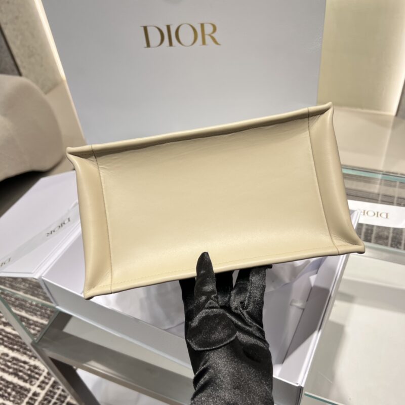 Small Dior Book Tote Powder Beige Macrocannage Calfskin - Image 3