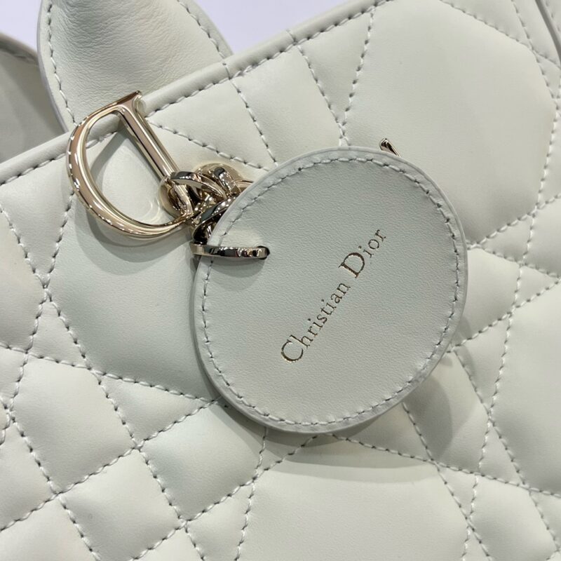 Small Dior Book Tote Latte Macrocannage Calfskin - Image 9