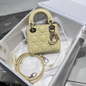 Replica Dior Lady Dior Micro Bag Yellow Cannage Lambskin