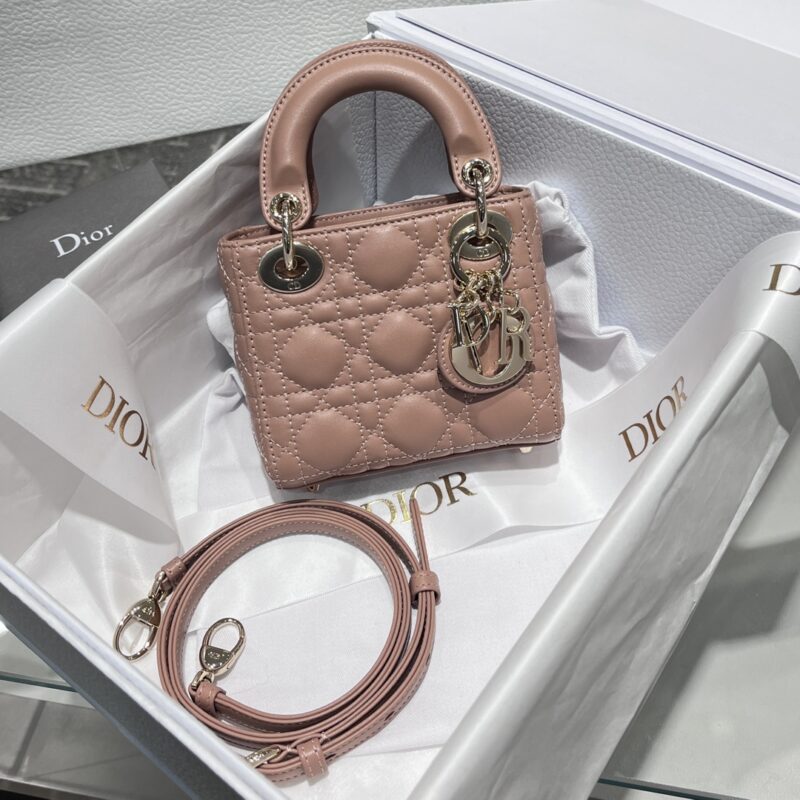 Replica Dior Lady Dior Micro Bag Rose des Vents Cannage Lambskin