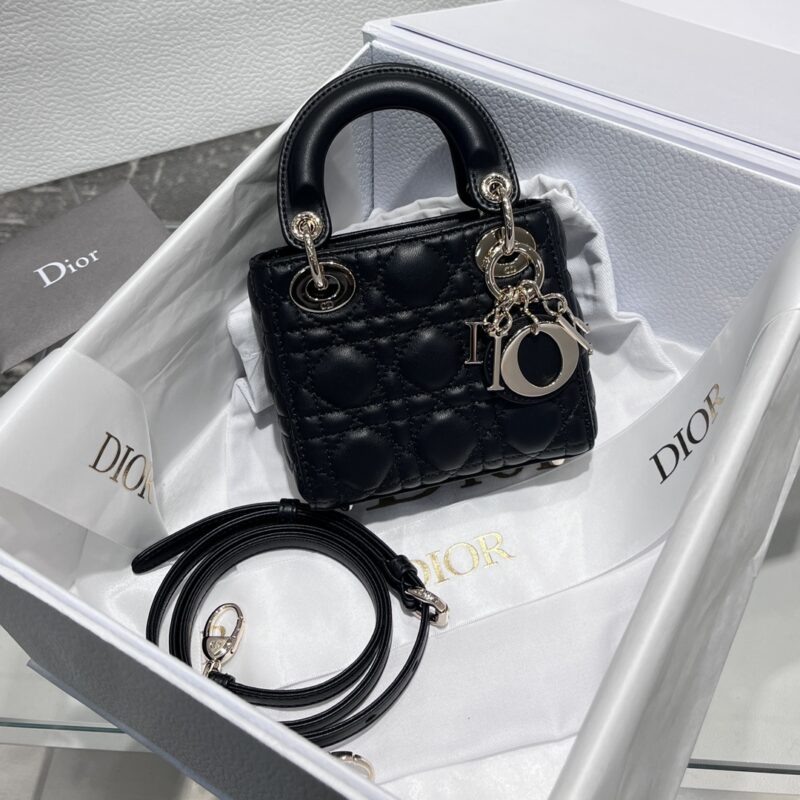 Replica Dior Lady Dior Micro Bag Black Cannage Lambskin