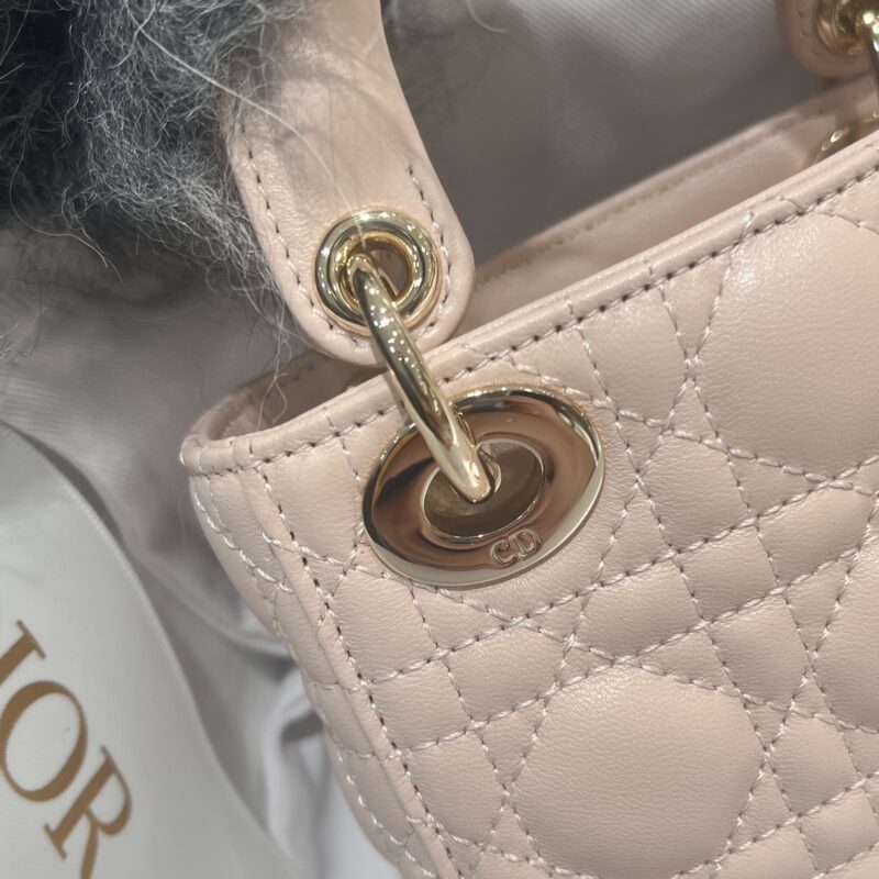 Lady Dior Micro Bag Powder Pink Cannage Lambskin - Image 8