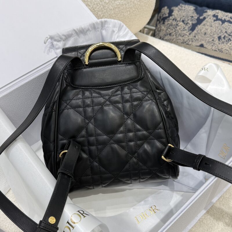 Medium Dior Caro Backpack Black Macrocannage Lambskin - Image 2