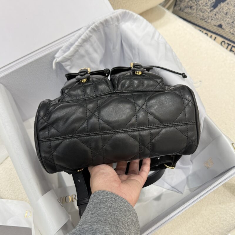 Medium Dior Caro Backpack Black Macrocannage Lambskin - Image 4