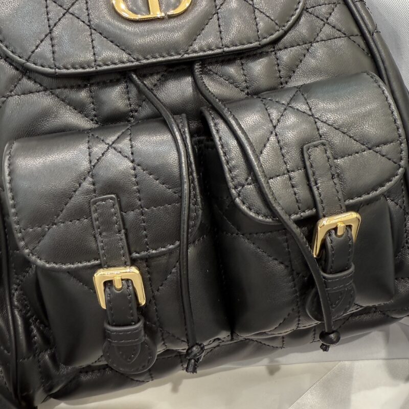 Medium Dior Caro Backpack Black Macrocannage Lambskin - Image 5