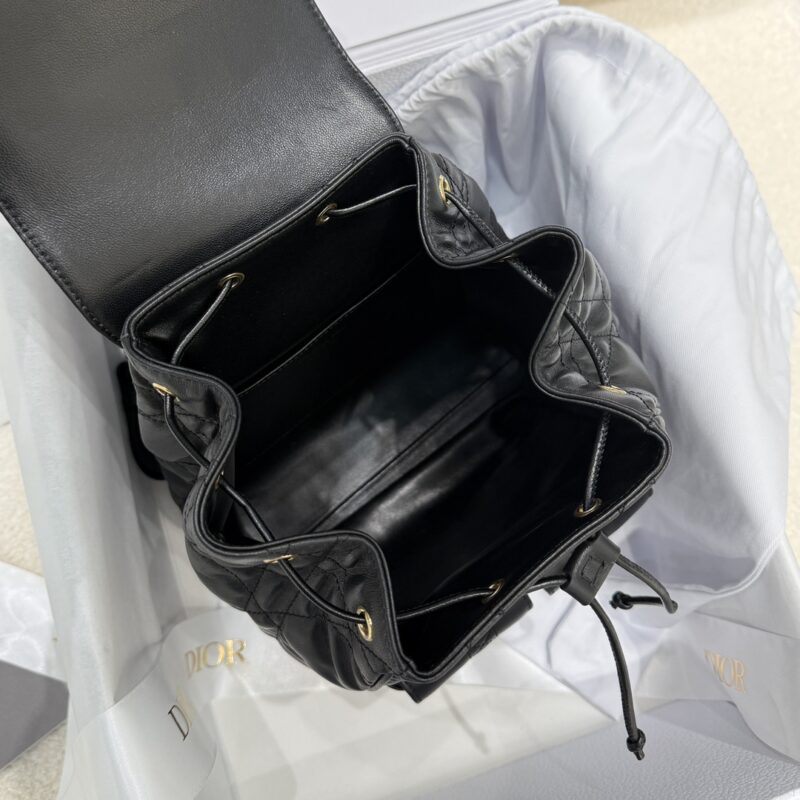 Medium Dior Caro Backpack Black Macrocannage Lambskin - Image 9