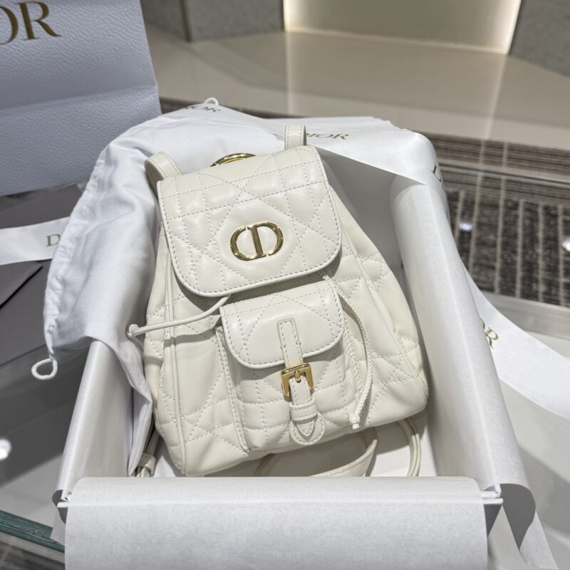 Replica Dior Small Caro Backpack Latte Macrocannage Lambskin Bag