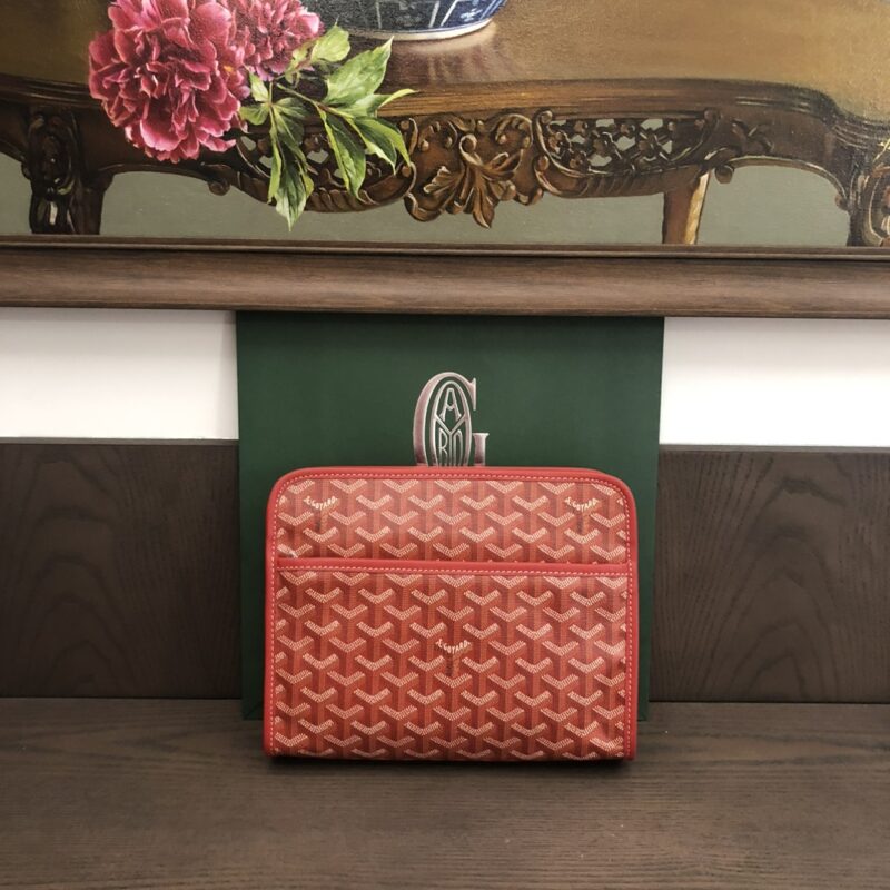 Replica Goyard Jouvence MM Toiletry Bag Red, luxury replica handbag, Goyard chevron pattern, travel bag