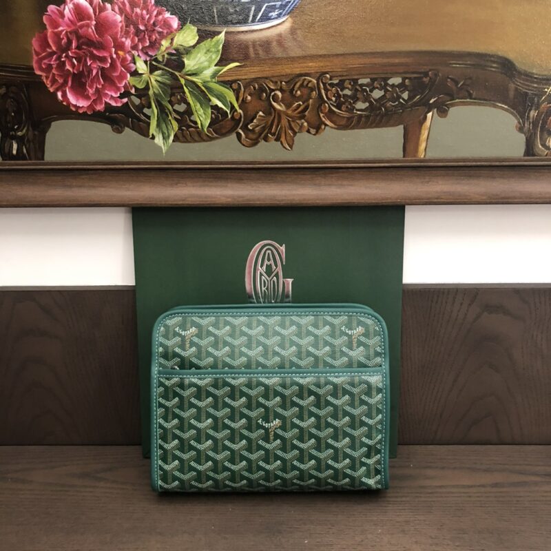 Replica Goyard Jouvence MM Toiletry Bag Green, luxury replica handbag, Goyard chevron pattern, travel bag