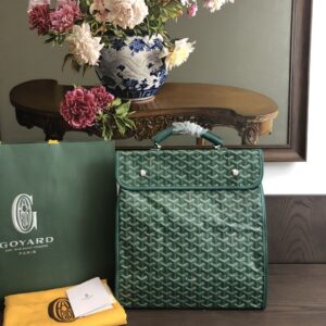 Replica Goyard Saint Léger Backpack Green – Luxury Designer Backpack in Goyardine Canvas with Leather Trims and Iconic Goyard Branding