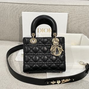 Replica Small Lady Dior My ABCDior Bag in Black Cannage Lambskin – Luxury Dior Handbag with Customization Option