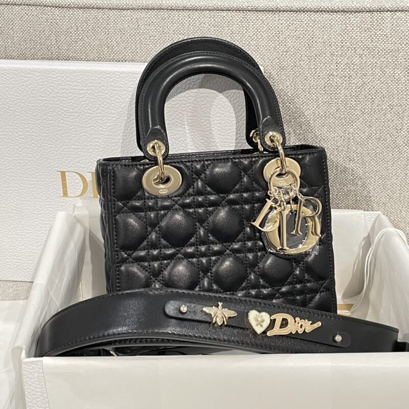 Small Lady Dior My ABCDior Bag Black Cannage Lambskin - Image 5