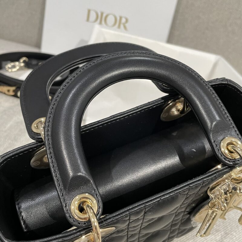 Small Lady Dior My ABCDior Bag Black Cannage Lambskin - Image 6