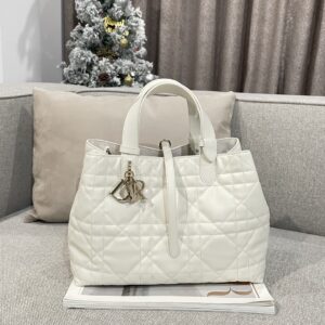 Replica Dior Medium Toujours Bag in Latte Macrocannage Calfskin – Luxury Dior Handbag