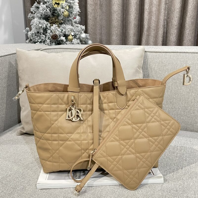 Medium Dior Toujours Bag Medium Tan Macrocannage Calfskin - Image 5