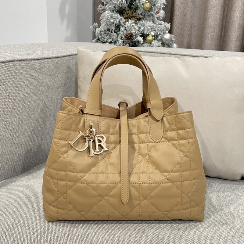 Medium Dior Toujours Bag Medium Tan Macrocannage Calfskin - Image 8