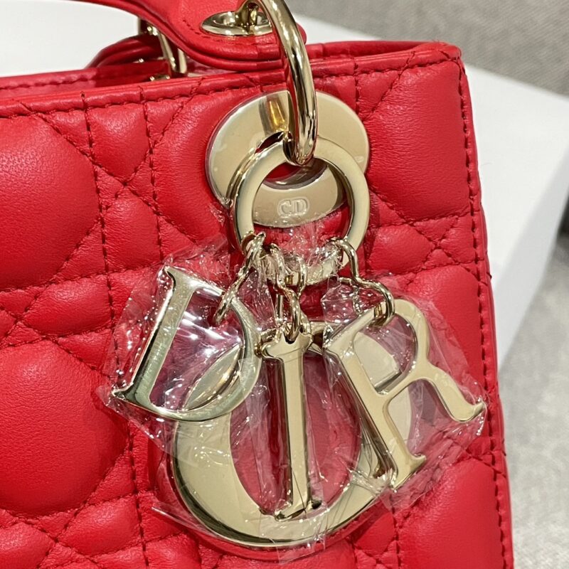 Small Lady Dior My ABCDior Bag Bright Red Cannage Lambskin - Image 5