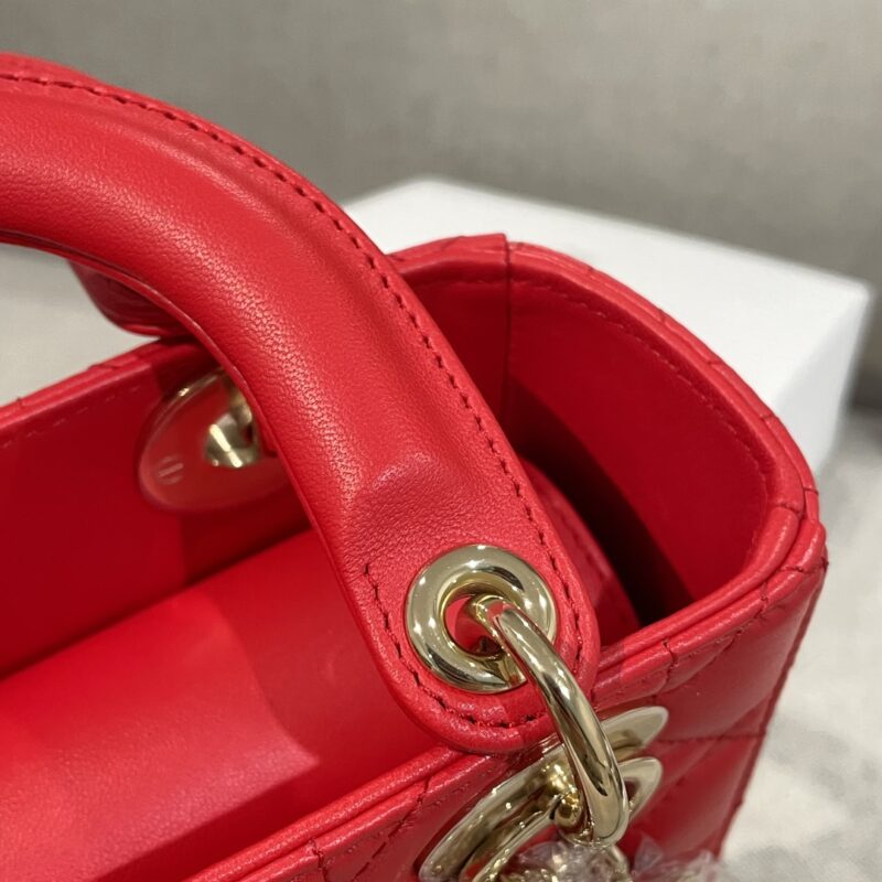 Small Lady Dior My ABCDior Bag Bright Red Cannage Lambskin - Image 9