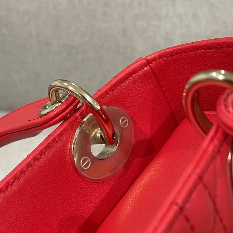 Small Lady Dior My ABCDior Bag Bright Red Cannage Lambskin - Image 10