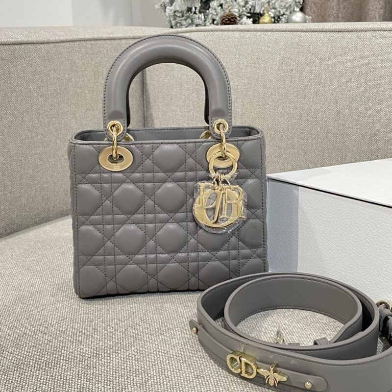 Replica Small Lady Dior My ABCDior Bag in Stone Gray Cannage Lambskin – Luxury Dior Handbag with Customization Option