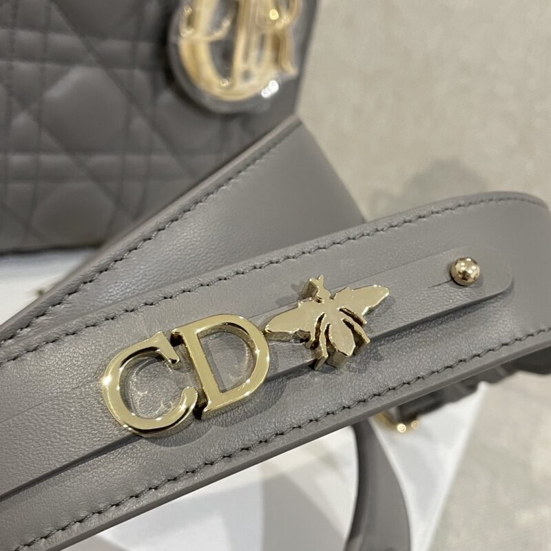 Small Lady Dior My ABCDior Bag Stone Gray Cannage Lambskin - Image 6