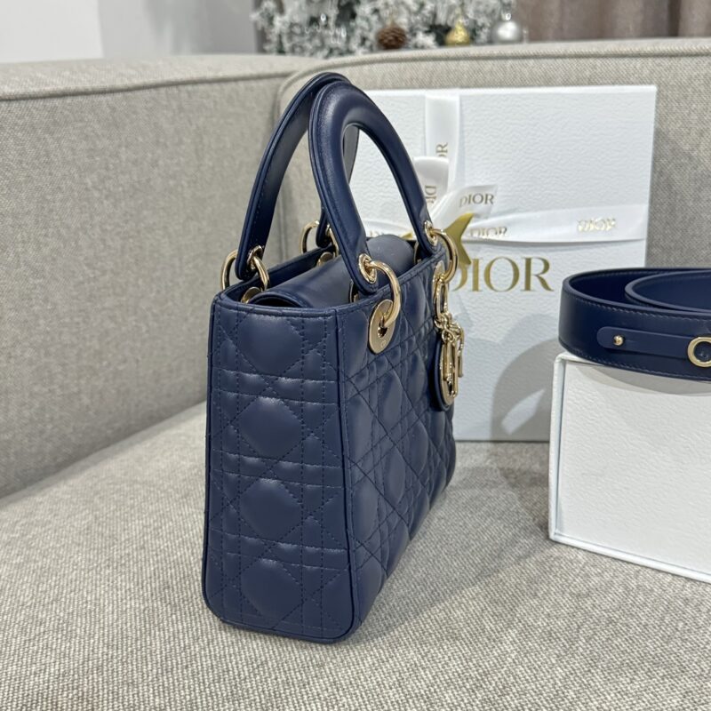 Small Lady Dior My ABCDior Bag Deep Ocean Blue Cannage Lambskin - Image 4