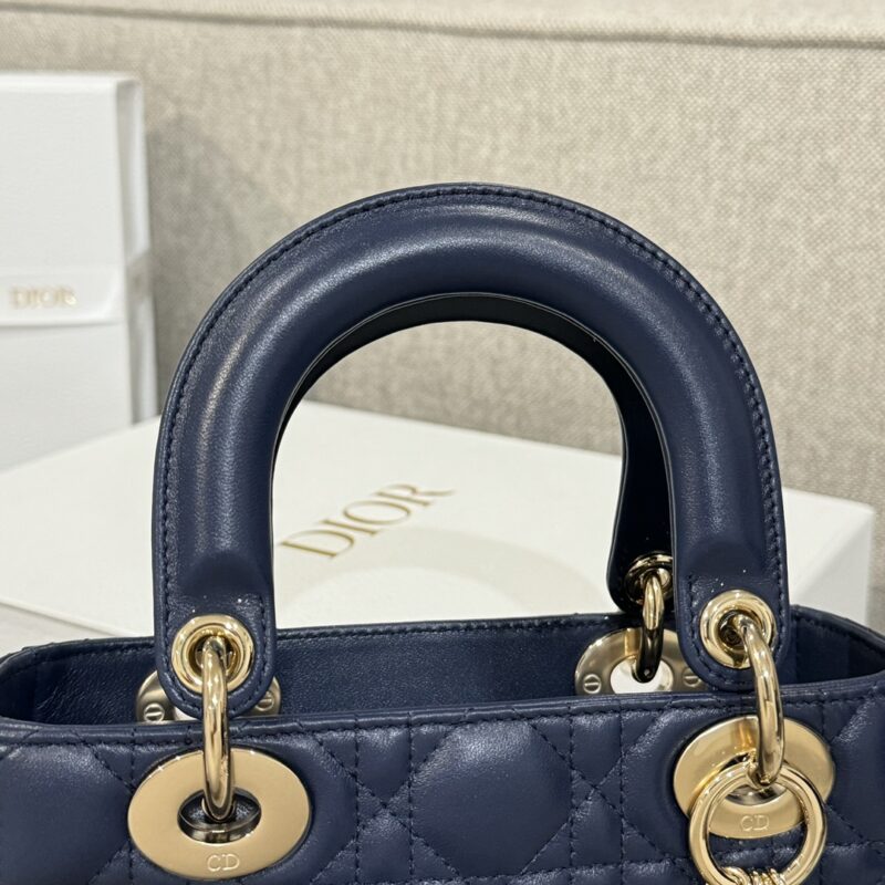 Small Lady Dior My ABCDior Bag Deep Ocean Blue Cannage Lambskin - Image 5