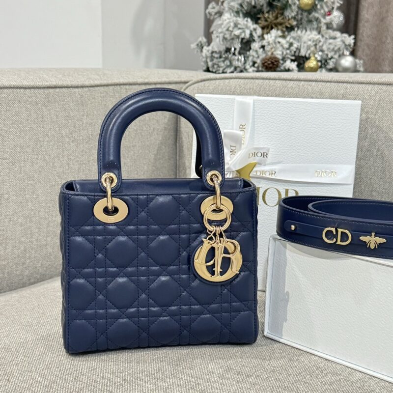 Small Lady Dior My ABCDior Bag Deep Ocean Blue Cannage Lambskin - Image 7