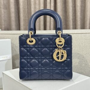 Replica Small Lady Dior My ABCDior Bag in Deep Ocean Blue Cannage Lambskin – Luxury Dior Handbag with Customization Option