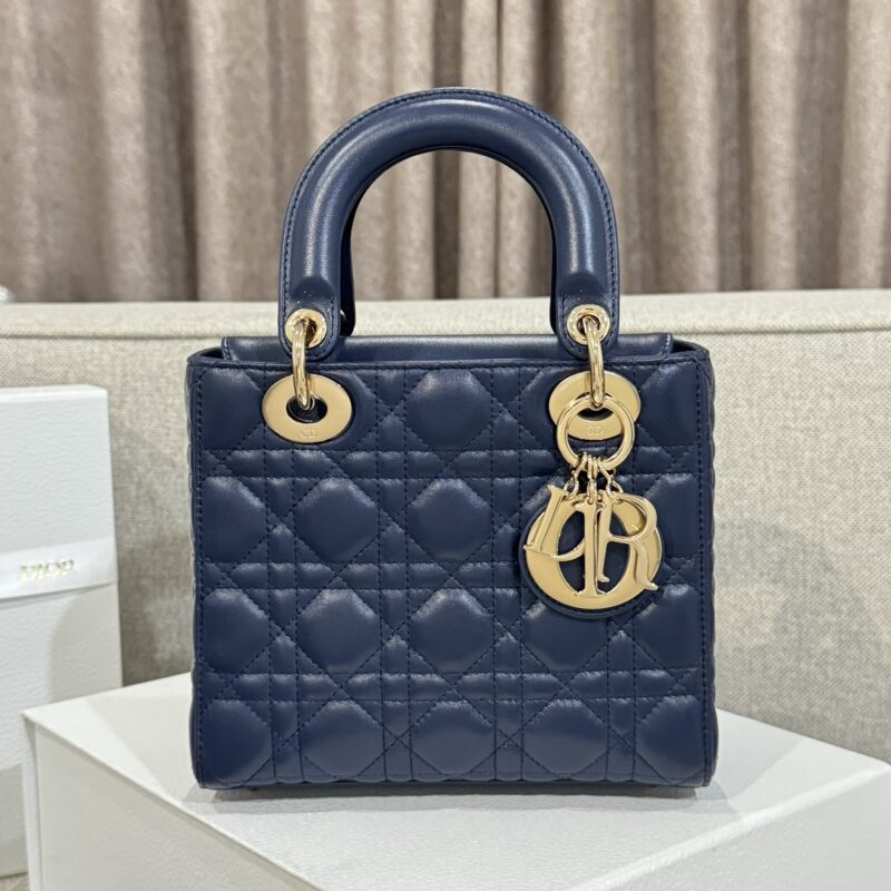 Replica Small Lady Dior My ABCDior Bag in Deep Ocean Blue Cannage Lambskin – Luxury Dior Handbag with Customization Option