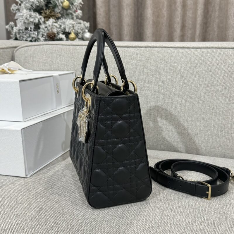 Medium Lady Dior Bag Black Cannage Lambskin - Image 4