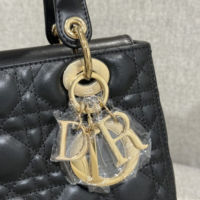 Medium Lady Dior Bag Black Cannage Lambskin - Image 9