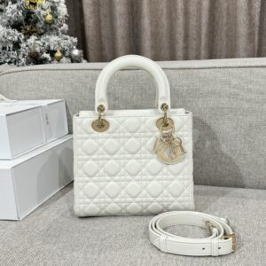 Replica Medium Lady Dior Bag in Latte Cannage Lambskin – Luxury Dior Handbag