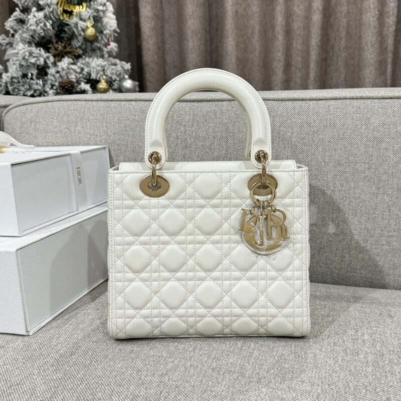 Medium Lady Dior Bag Latte Cannage Lambskin - Image 6